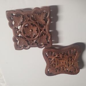 Vintage - Carved Wooden Hot Pad